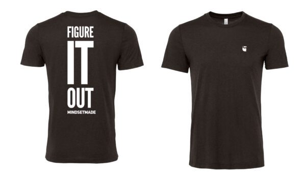 front and back pictures of figure it out black color t-shirt
